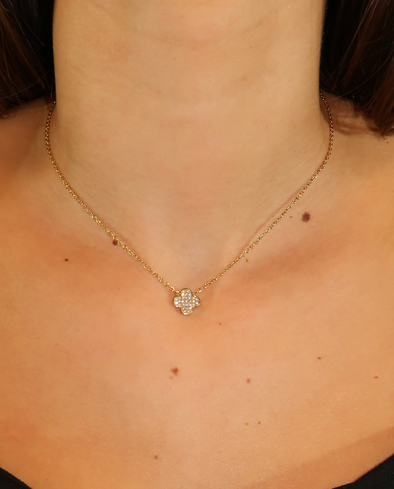 Clover Gemstone Ketting Goud