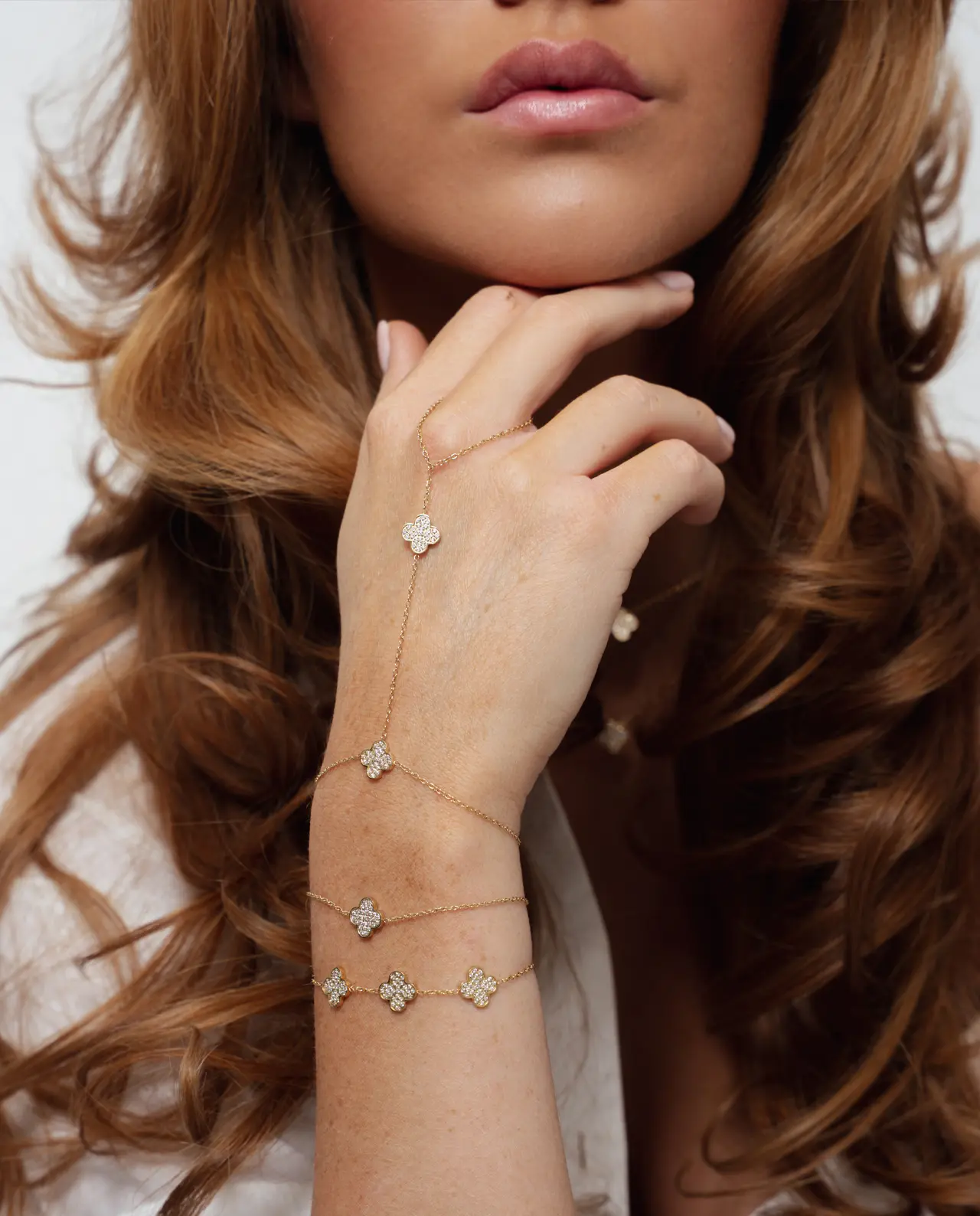 Trèfle Clover Handchain Armband Goud