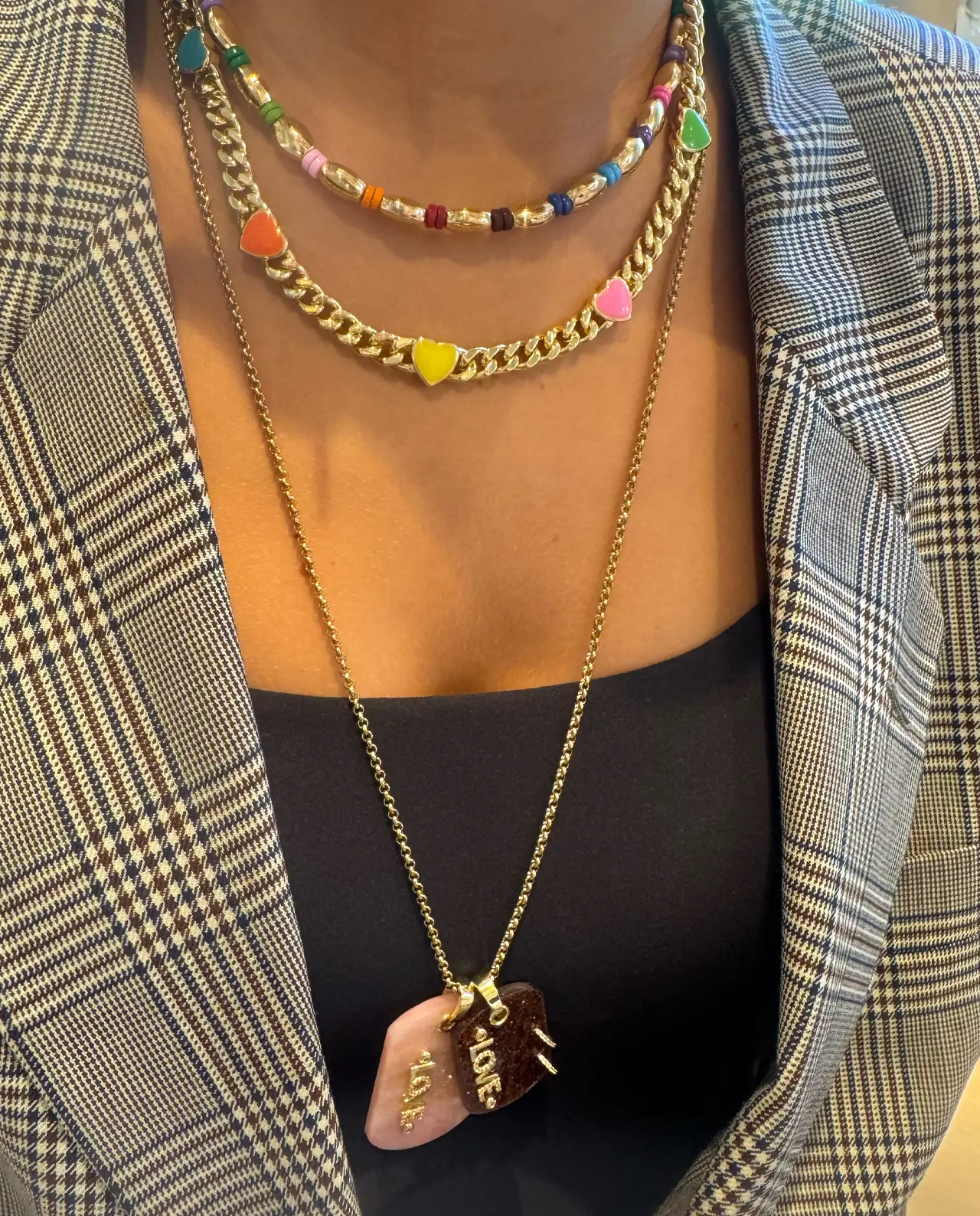 Heart Cuban Link Ketting Multicolor
