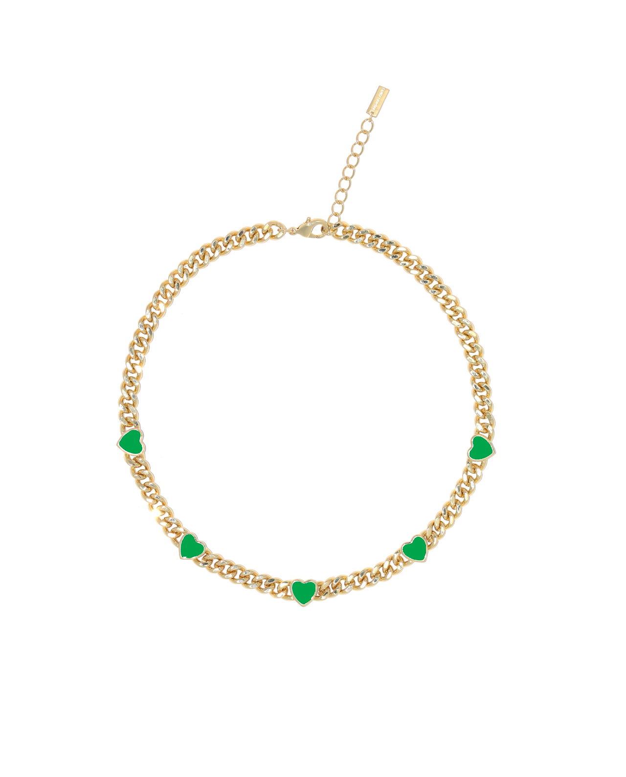 Heart Cuban Link Ketting Groen