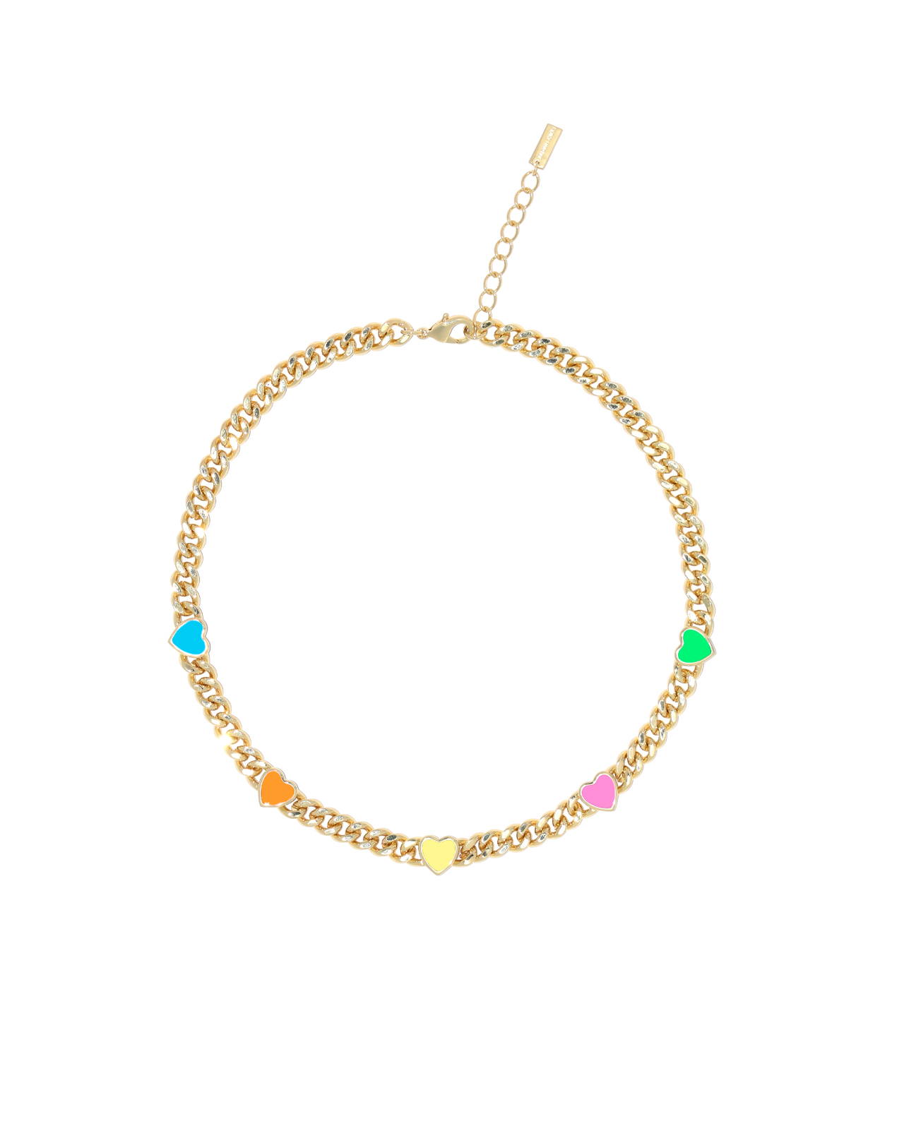Heart Cuban Link Ketting Multicolor
