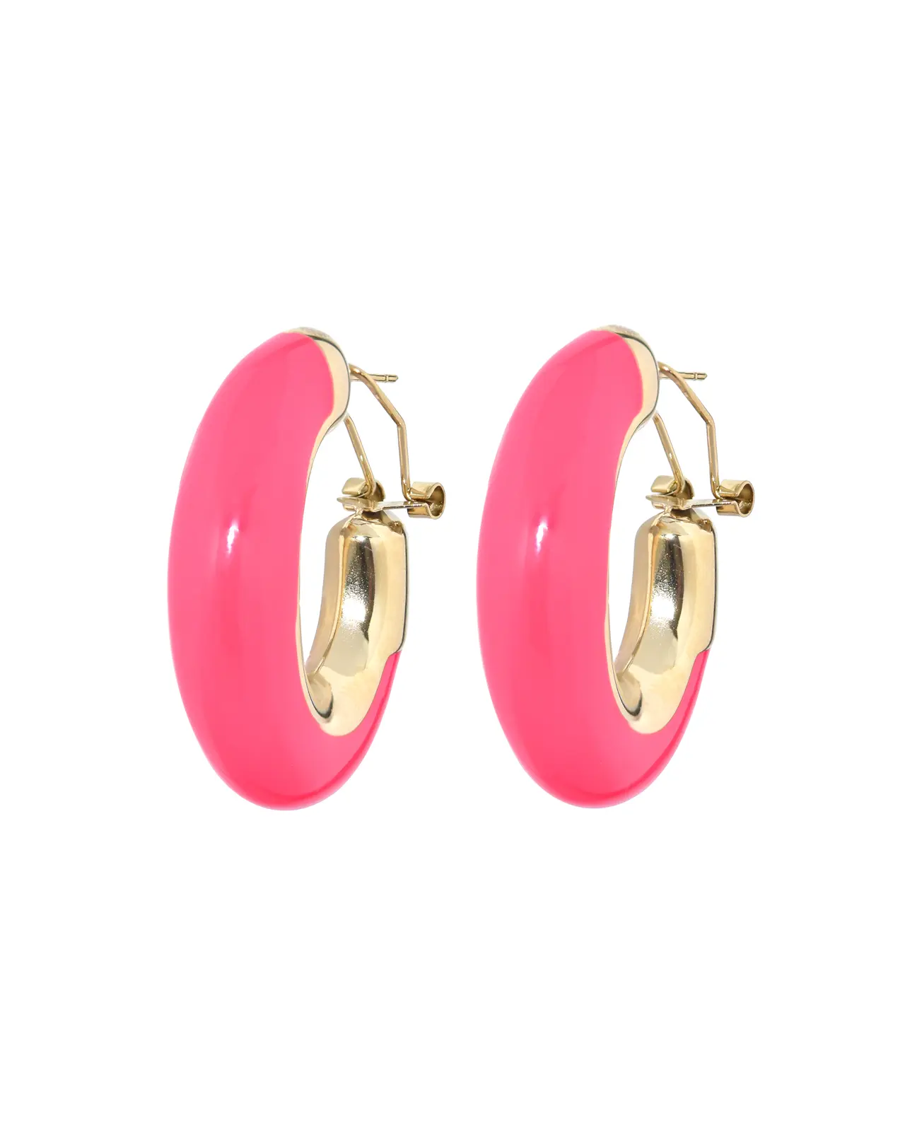 Valerie Emaille Creolen Neon Roze