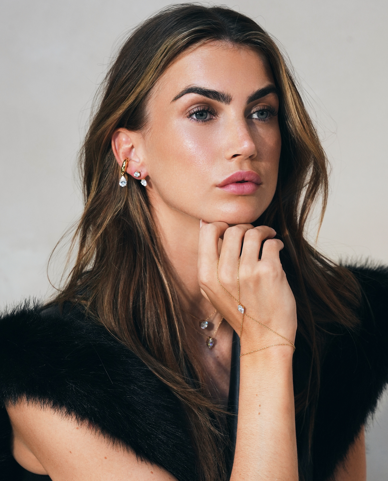 Victoria Pear Jacket Oorbellen Goud