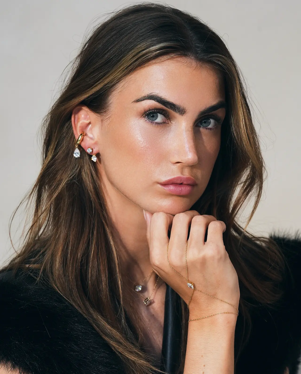 Victoria Pear Jacket Oorbellen Goud